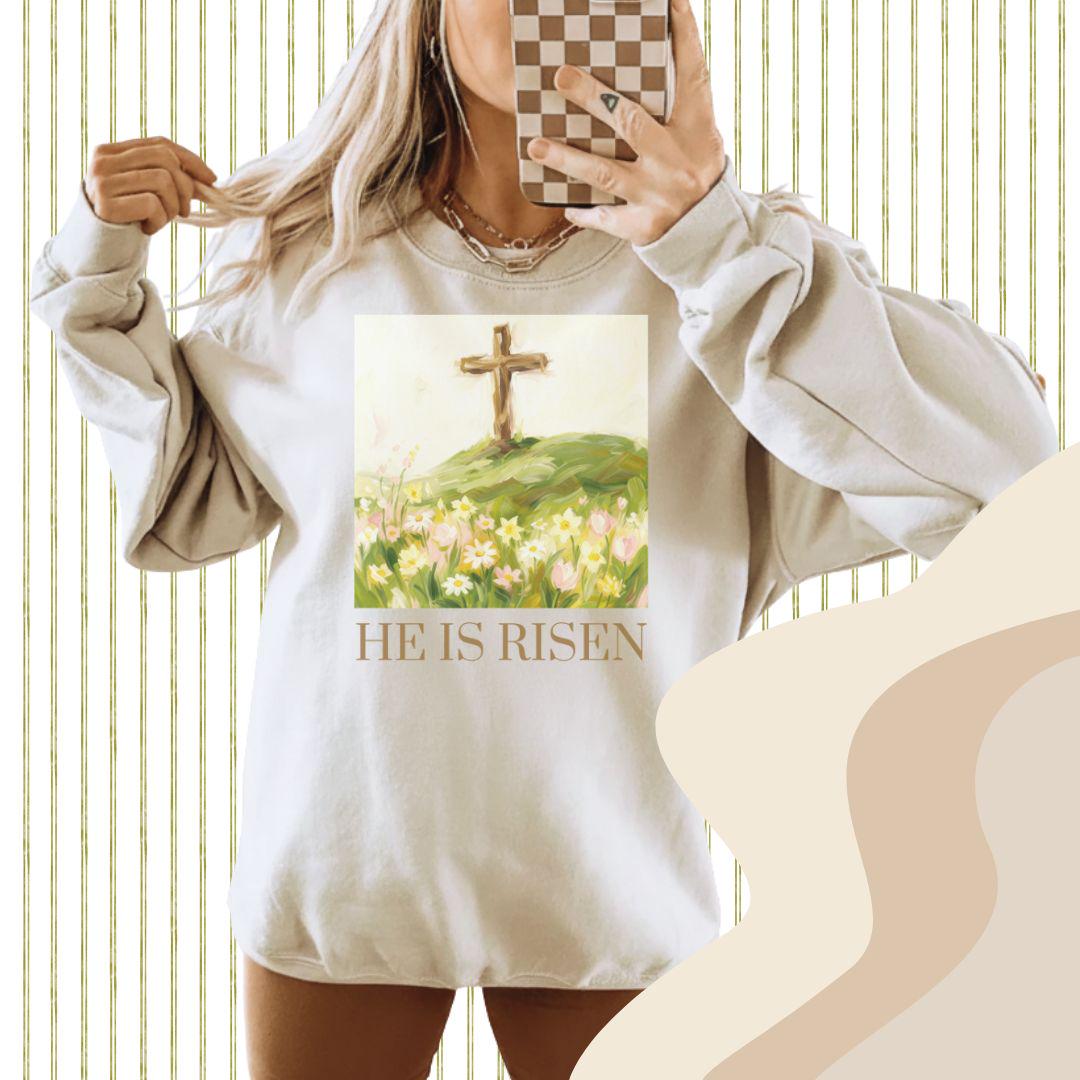 He Is Risen PNG, Brushstroke Easter PNG, Christian Easter Png, Easter Spring Png, He Is Not Here Png
