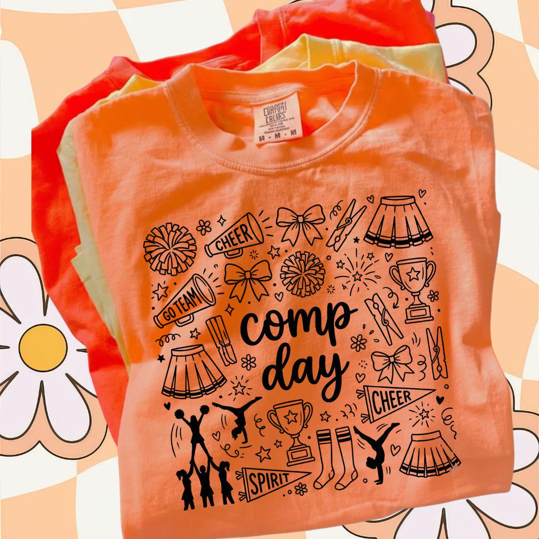 Comp Day PNG, Cheerleading Png, Cheerleader Png, Cheer Doodle Design, Cheer Mom, Cheer Competition, Cheer Comp Png