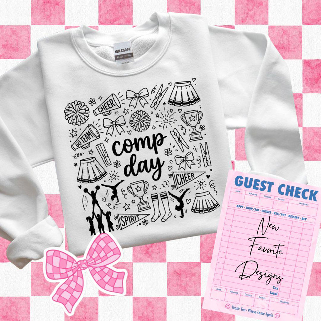 Comp Day PNG, Cheerleading Png, Cheerleader Png, Cheer Doodle Design, Cheer Mom, Cheer Competition, Cheer Comp Png