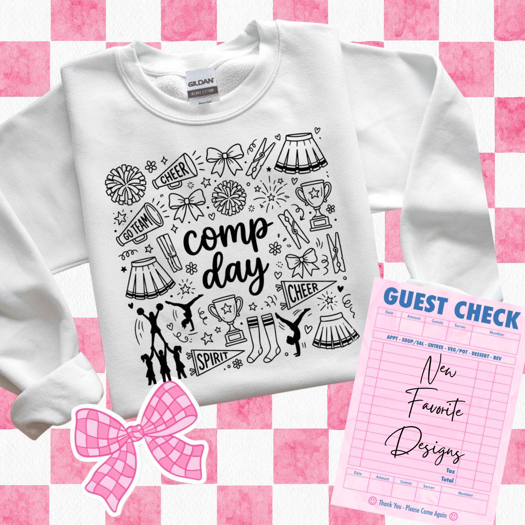 Comp Day PNG, Cheerleading Png, Cheerleader Png, Cheer Doodle Design, Cheer Mom, Cheer Competition, Cheer Comp Png