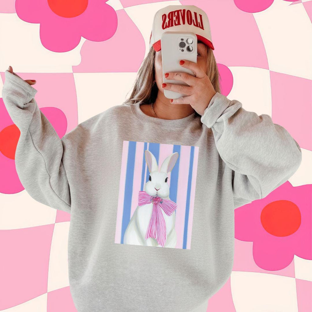 Faux Painted Easter PNG,  Faux Easter Bunny Design, Pastel Easter Bunny PNG, Brushstroke Easter Png, Grandmillenial Easter Design