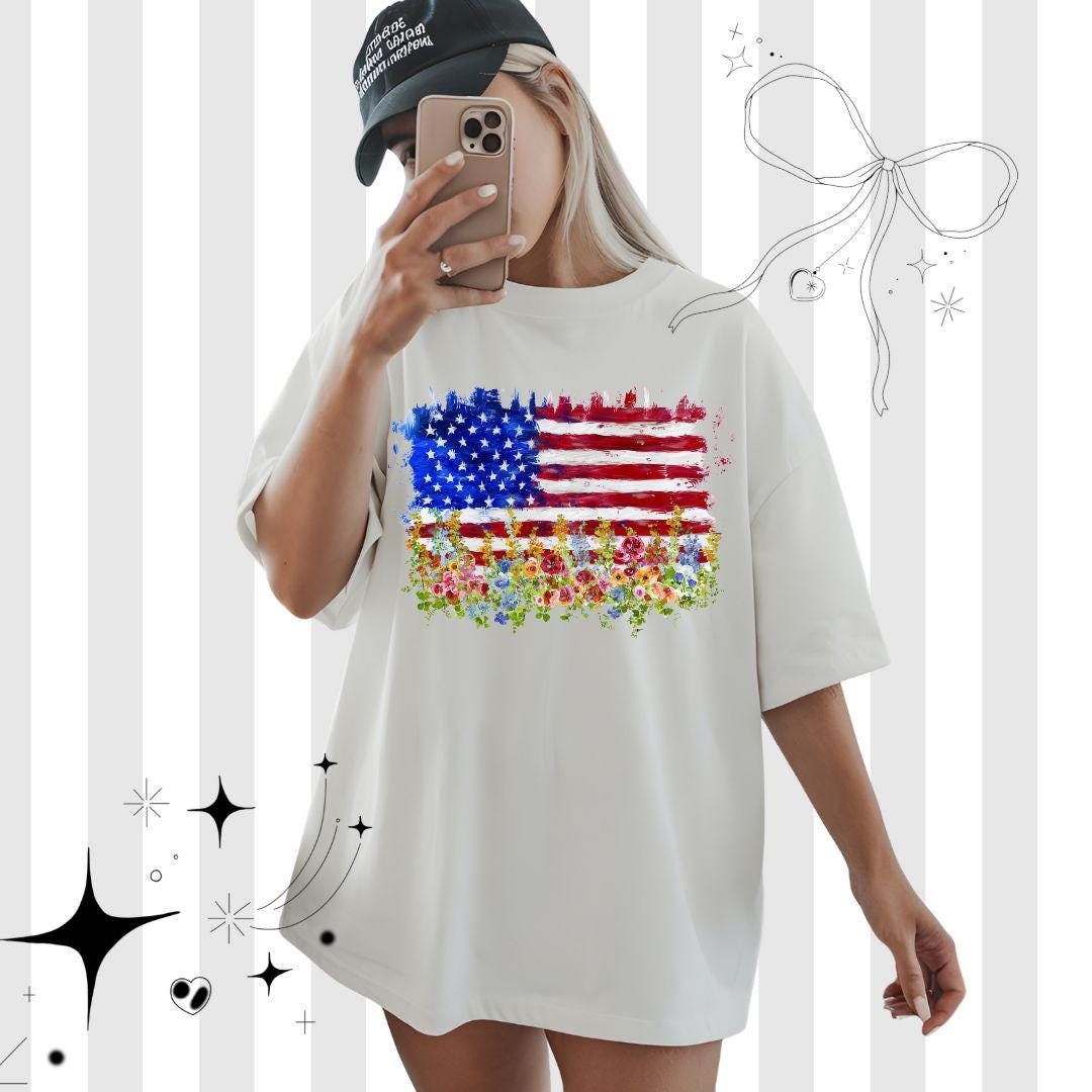 American Flag PNG, Brushstroke July 4th Png, Independence Day Png, Fourth of July Design, Faux Painting Png