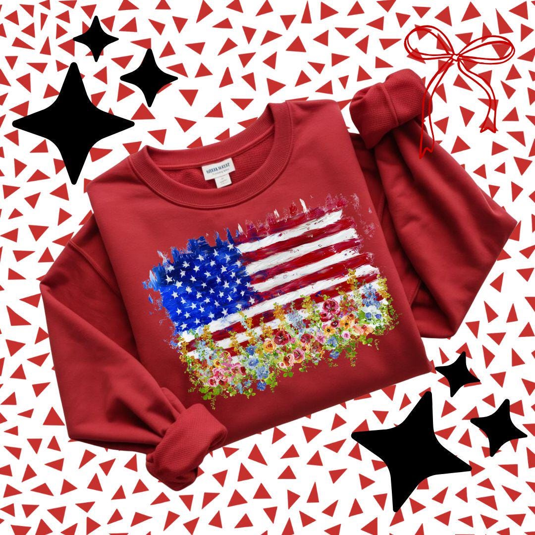 American Flag PNG, Brushstroke July 4th Png, Independence Day Png, Fourth of July Design, Faux Painting Png