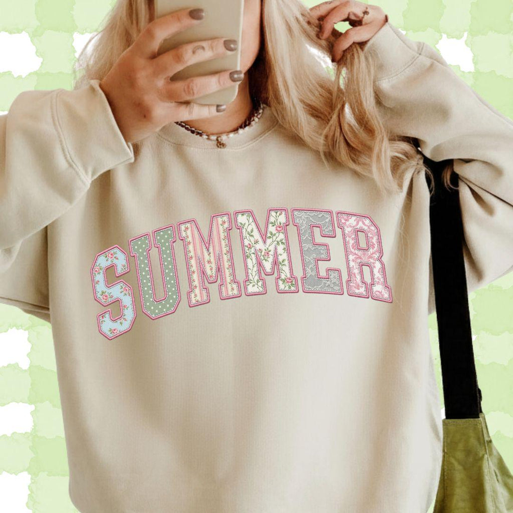 Summer Varsity PNG, Floral Varsity Summer Sublimation Design, Tshirt Design for Summer, Preppy Faith Graphic, Faux Quilted Png