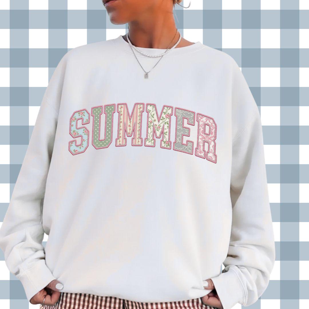 Summer Varsity PNG, Floral Varsity Summer Sublimation Design, Tshirt Design for Summer, Preppy Faith Graphic, Faux Quilted Png