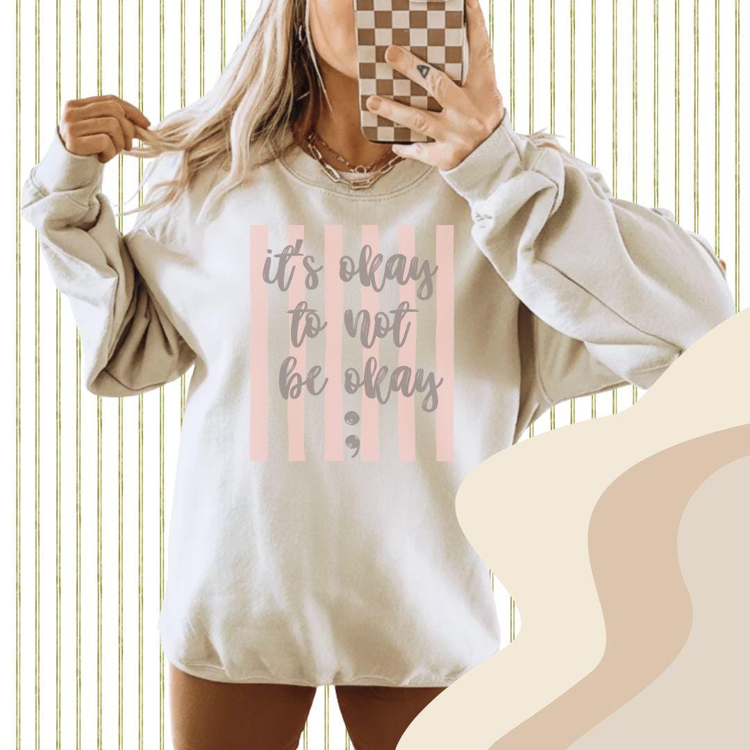 It's Ok To Not Be Ok Png, Stripes PNG, Semicolon Design, Mental Health Shirt, You Matter Design