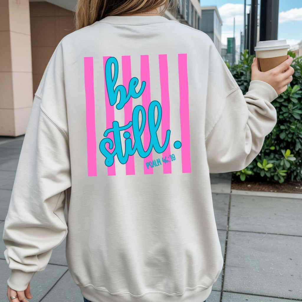 Be Still Png, Stripes PNG, Christian Digital Design, Faith Shirt, Pslam Sublimation Design, Bible Verse Png, Preppy Faith Png