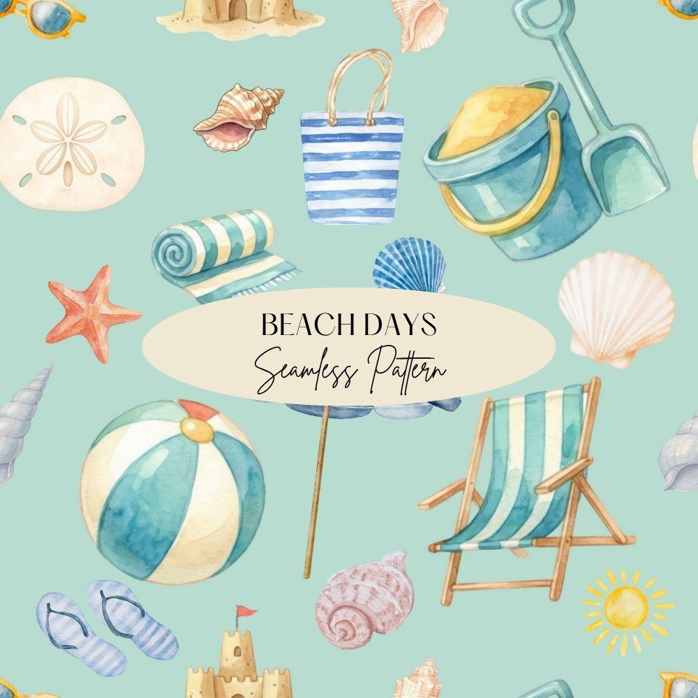 Beach Seamless Pattern, Beach Digital Paper, Summer Seamless, Tropical Seamless Pattern