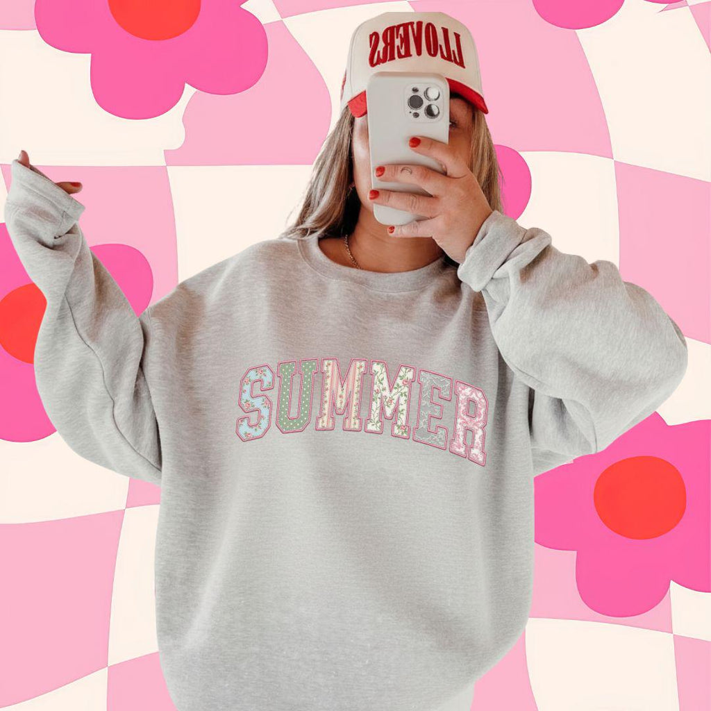 Summer Varsity PNG, Floral Varsity Summer Sublimation Design, Tshirt Design for Summer, Preppy Faith Graphic, Faux Quilted Png