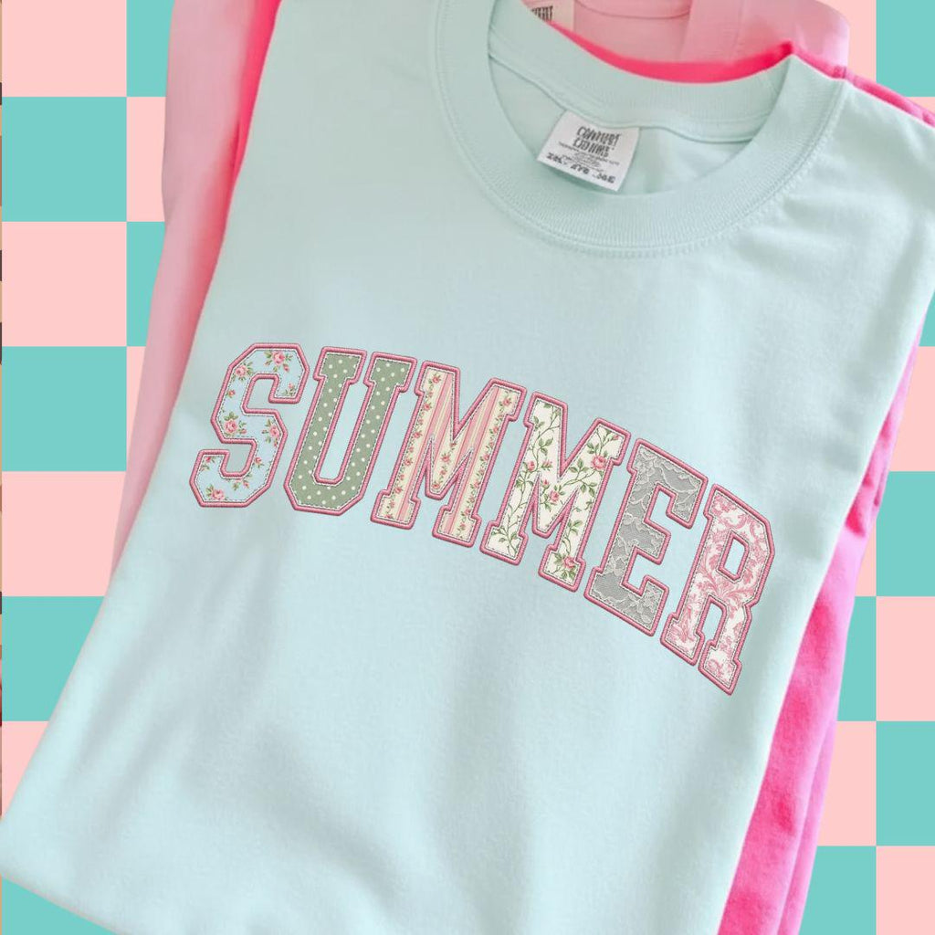 Summer Varsity PNG, Floral Varsity Summer Sublimation Design, Tshirt Design for Summer, Preppy Faith Graphic, Faux Quilted Png