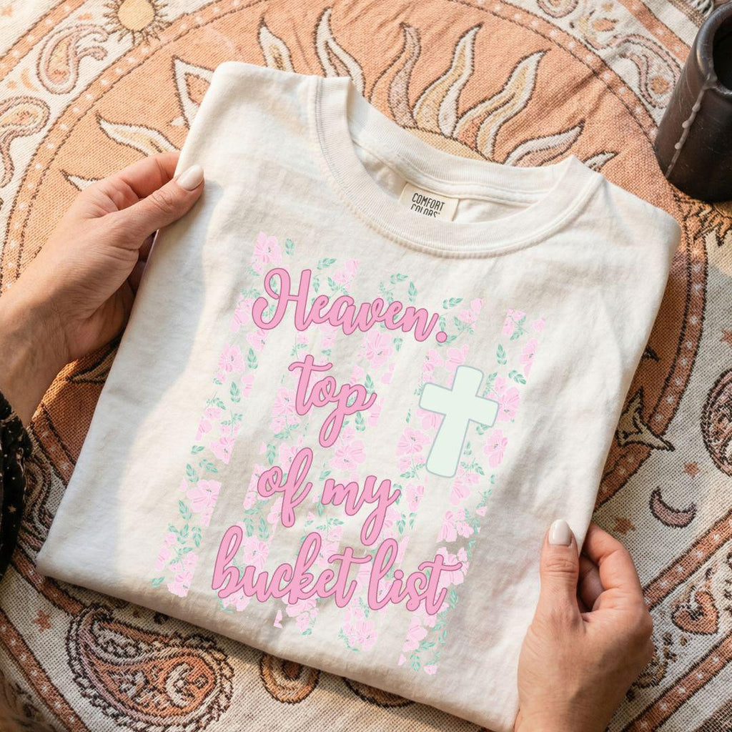 Heaven Top Of My Bucket List Png, Stripes PNG, Christian Digital Design, Faith Shirt, Bible Verse Png, Preppy Faith Png, Floral Faith Png