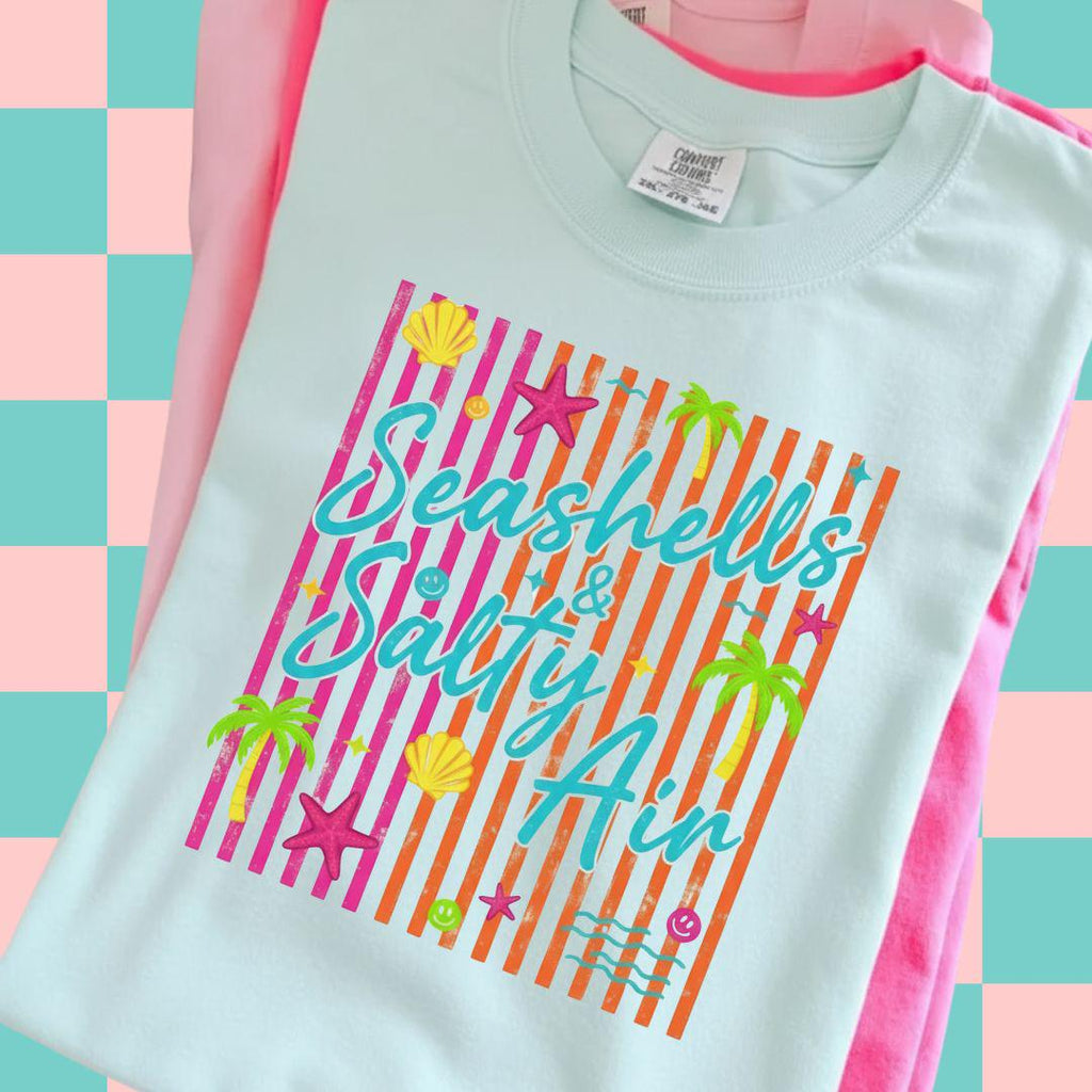 Seashells PNG, Bright Summer Sublimation Design, Tshirt Design for Summer, Summer Stripe Design, Beach Png, Beach Please