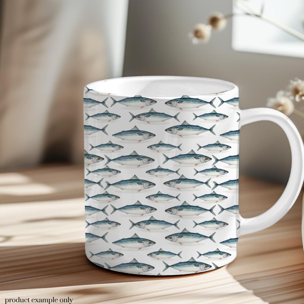 Fish Seamless Design, Watercolor Fish Pattern, Fisherman Aesthetic Repeating Pattern