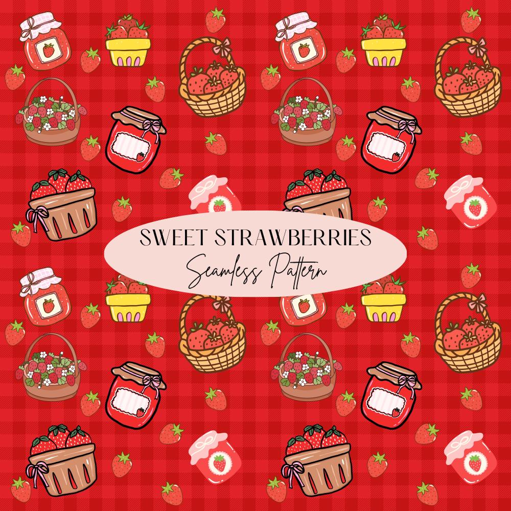 Strawberrry Seamless Design, Fruit Pattern, Summer Seamless Pattern, Strawberry Jam Seamless, Berries Digital Design