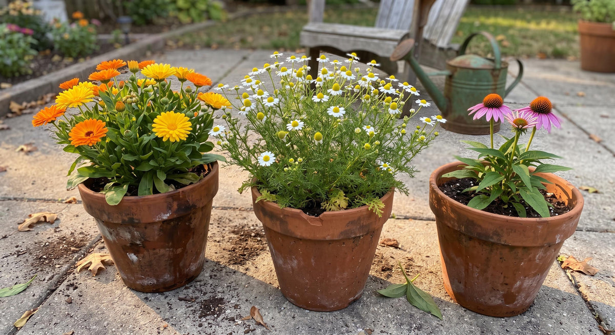 Mom's Herb Cabinet, Herbal Tea Garden Seed Kit  Calendula, Chamomile & Echinacea