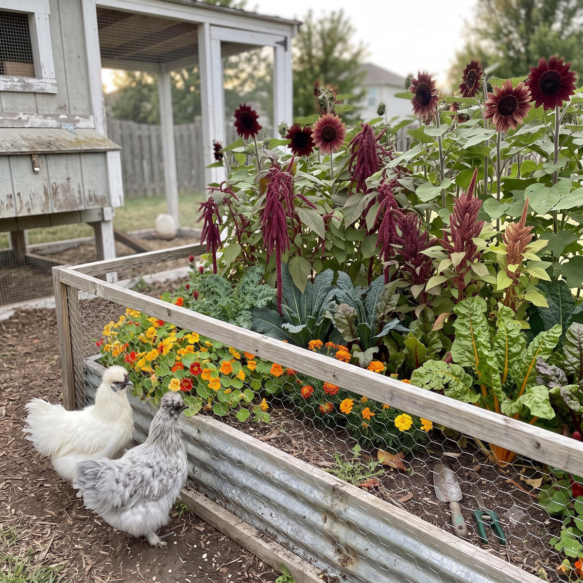 Backyard Chicken Flock Seed Kit | Sunflower Marigold Nasturtium Kale | Grow Treats for Your Flock | Chicken Keeper Gift | Chicken Treats