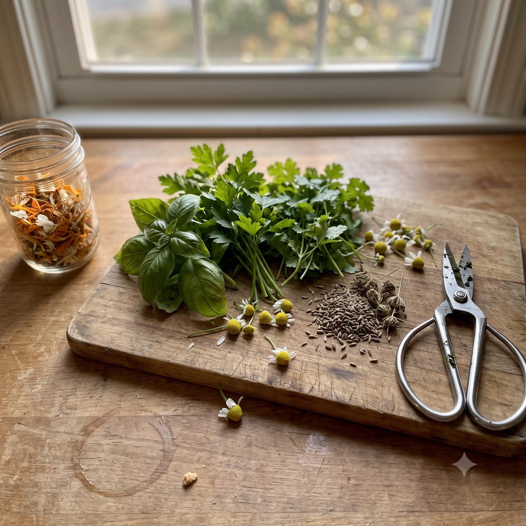 Kitchen Herb Garden Seed Kit | Basil Parsley Cilantro Dill | Fresh Herb Garden for Beginners | Fall Planting
